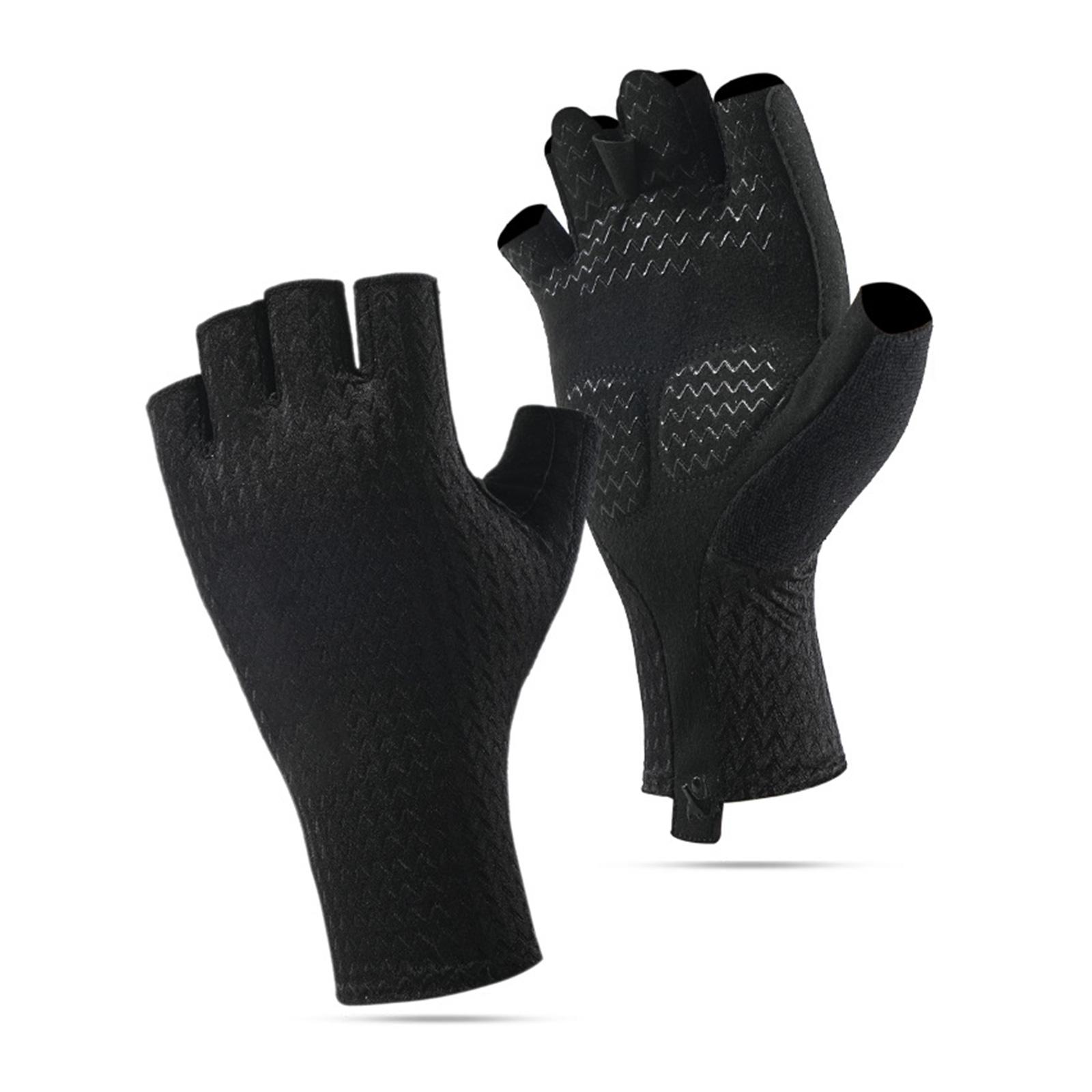 

1pair Sun Protecting Half Finger Gloves Ice Silk Cycling Gloves Outdoor Mittens for Cycling Driving Active Lifestyle S чёрный