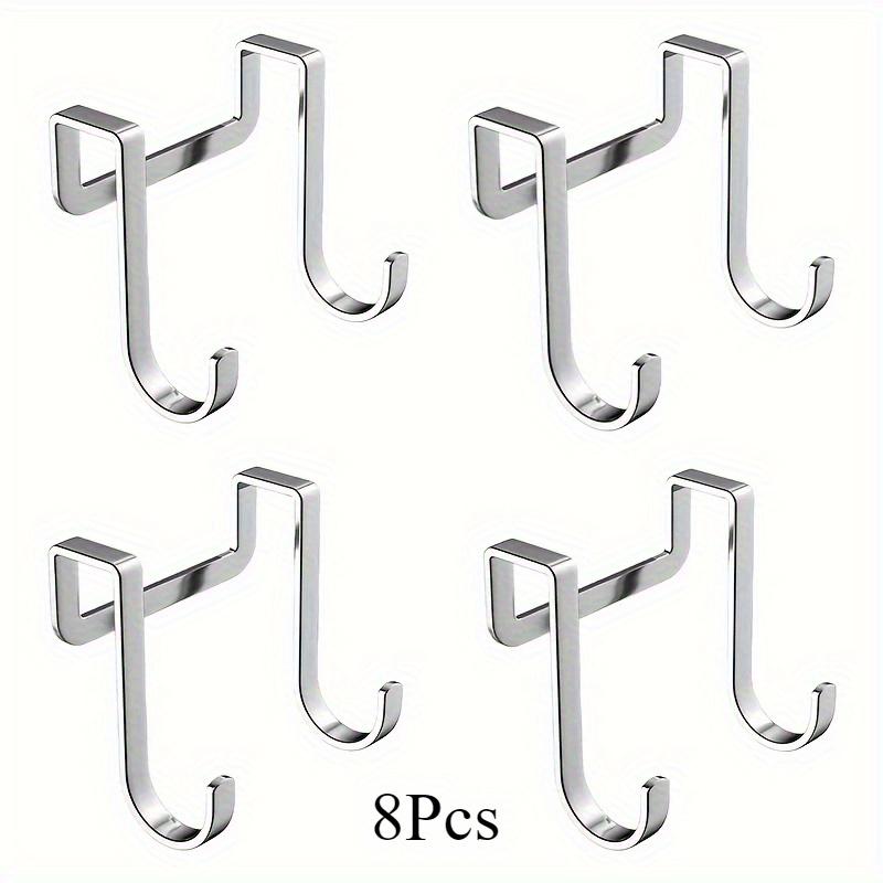 

8Pcs Stainless Steel Hook Double S-Shape Hook Kitchen Bathroom Cabinet Door Back Type Coat Towel Storage Hanger 8Pcs