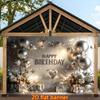 2D Silver Happy Birthday Backdrop, Metallic Balloon Floral Party Photography Background