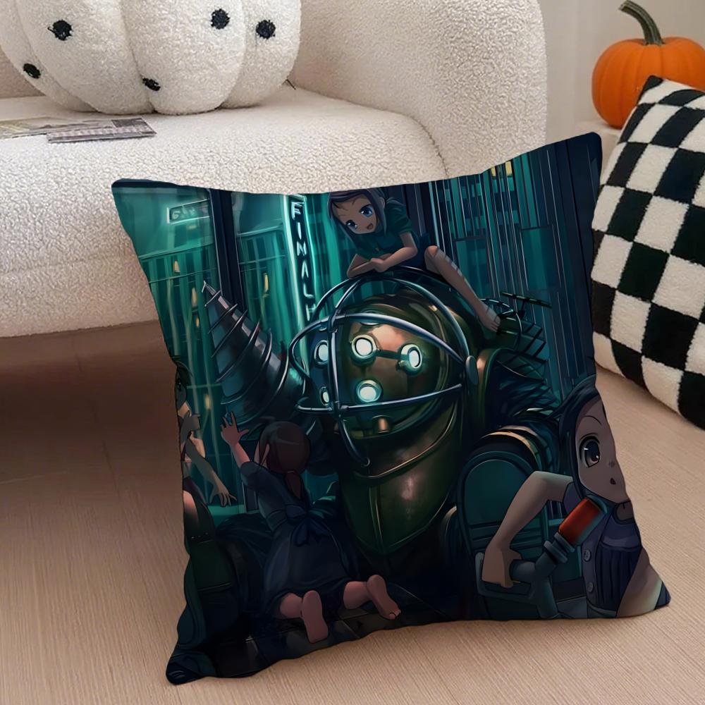 game scifi BBioshock IInfinite Cushion Cover Throw Pillow Cover Hidden Button Durable Polyester Chair Cushion
