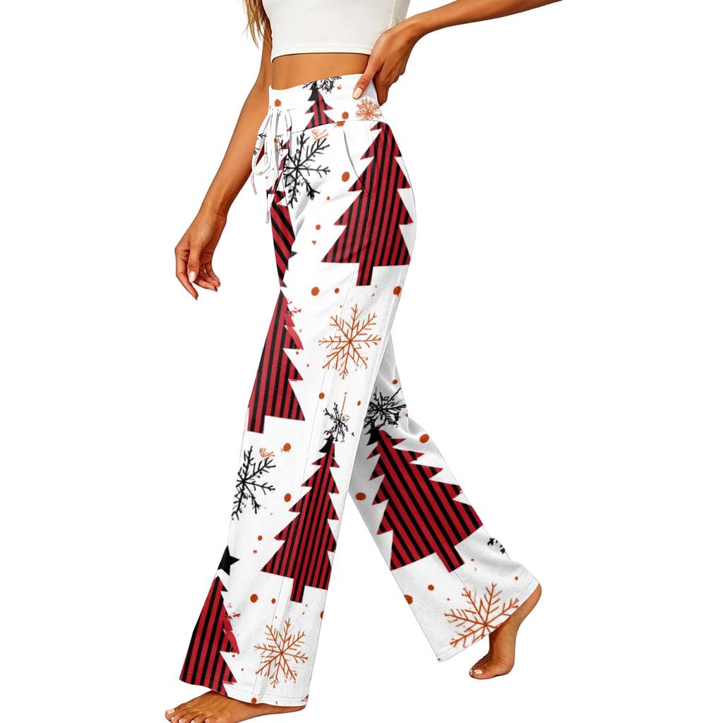 Women's Elastic Waist Casual Straight Leg Pants with Pockets for Everyday Wear