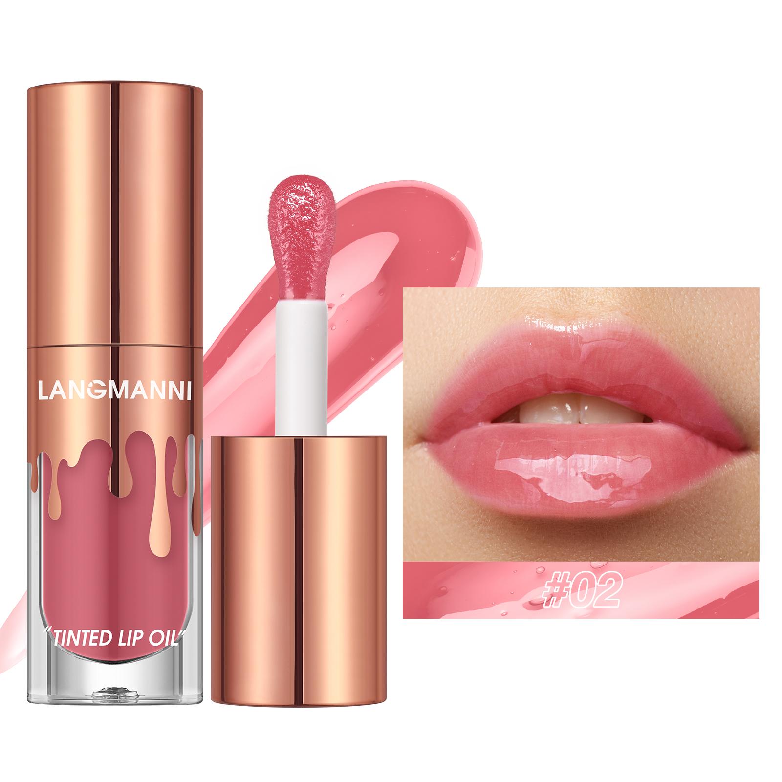LANGMANNI Tinted Lip Oil, яркое увлажняющее средство для губ с ярким блеском, шесть различных оттенков с универсальностью 0,24 жидких унций color