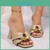 Style Square Toe High Heels With Metal Buckle For Summer Fashion Women