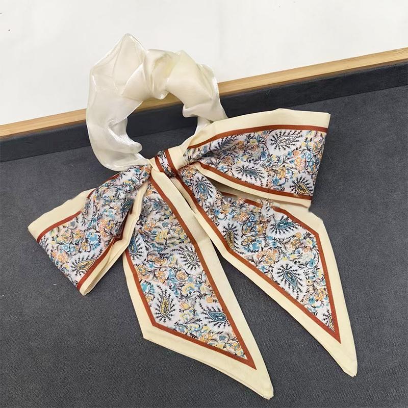 Printed Bow Hair Rope Elegant Ribbon Ponytail Hair Band For Women Sweet Rubber Band Hair Ring Fashion Headdress Hair Accessories