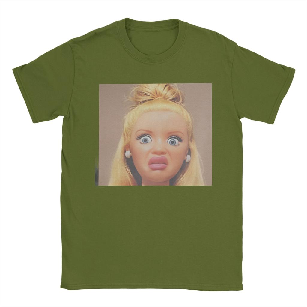 Funny Doll Print Pure Cotton T Shirt For Couple Summer  Y2K Basic TShirts ONeck Trending Tee Shirt Oversized Design Tops