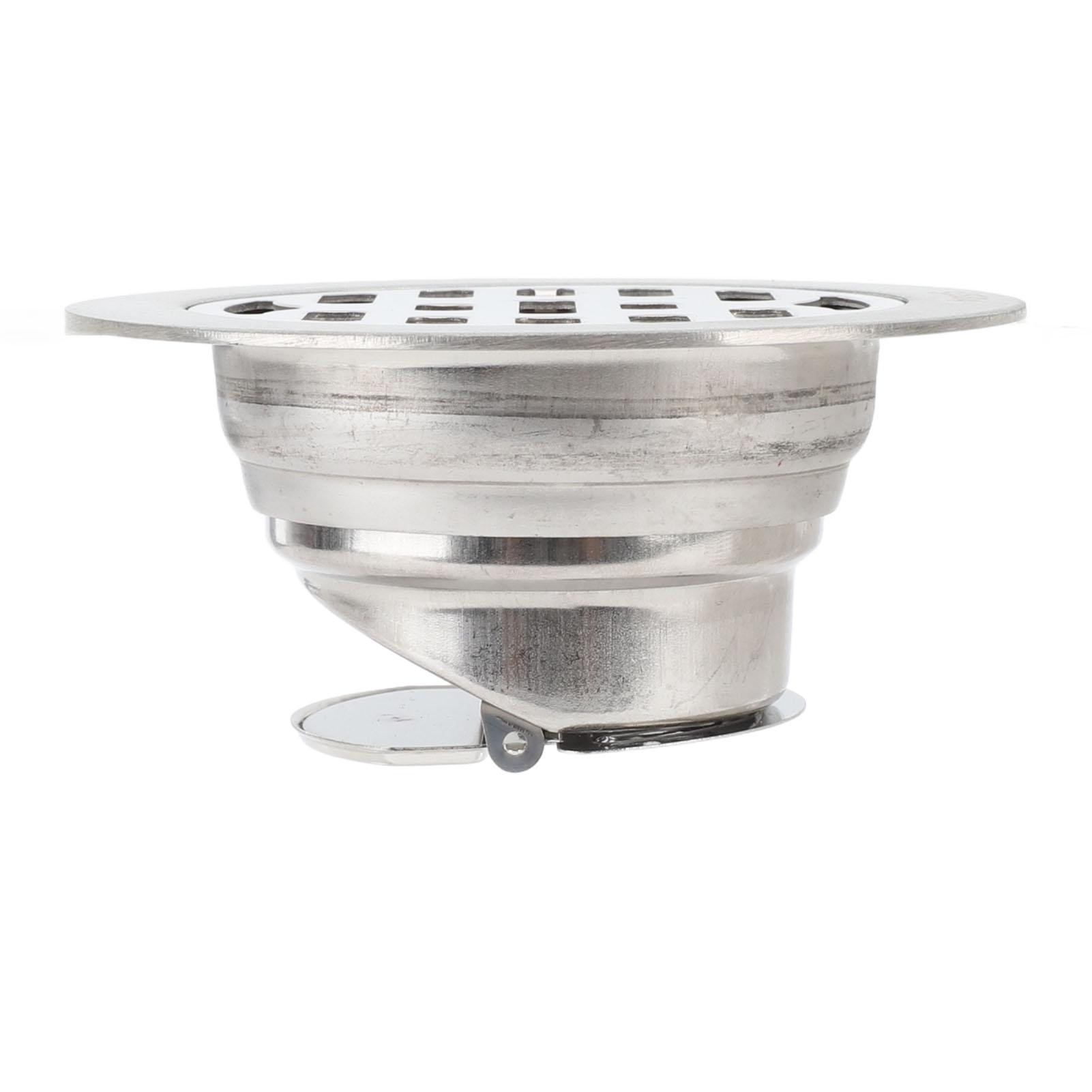 

Круглый напольный слив 3,9 дюйма из нержавеющей стали, с защитой от запаха, высокой пропускной способности, противоскользящий, комплект душевого слива для трубы 75 мм, ванная комната, отель