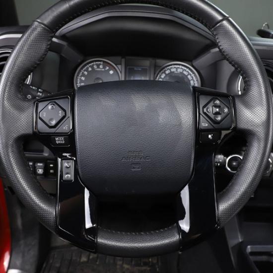 Black Steering Wheel Button Frame Trim Cover For Toyota Tundra/Tacoma 16-23