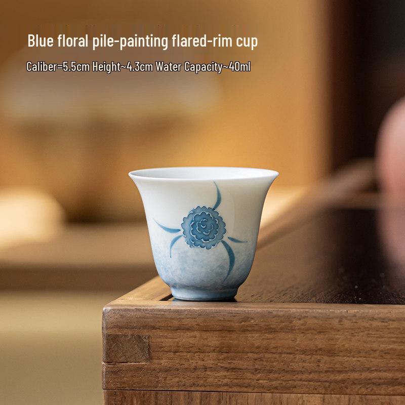 Elegant Guanlan Ceramic Tea Tasting Cup - Hand-Painted Chinese Master Aroma Cup for Household and Guest Serving Standard