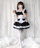 [Milky Time] Maid Costume Cosplay Dress, Puff Sleeves, Mini Length, Light Blue, Black and White (Includes Black and White Ribbon)