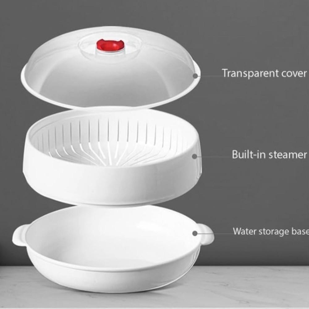 Plastic Microwave Oven Steamer Box with Lid and Tray Kitchen Cooking Steamer for Kitchen