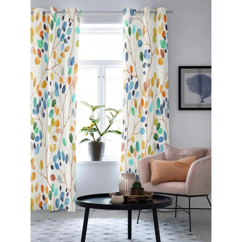 Красочные листья абстрактные оконные шторы для гостиной — фото 3