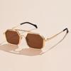 1/2pcs New Double Beam Metal Large Frame Polygon Sunglasses Fashion Women Men Sun Glasses Black Brown Mirror Eyewear UV400