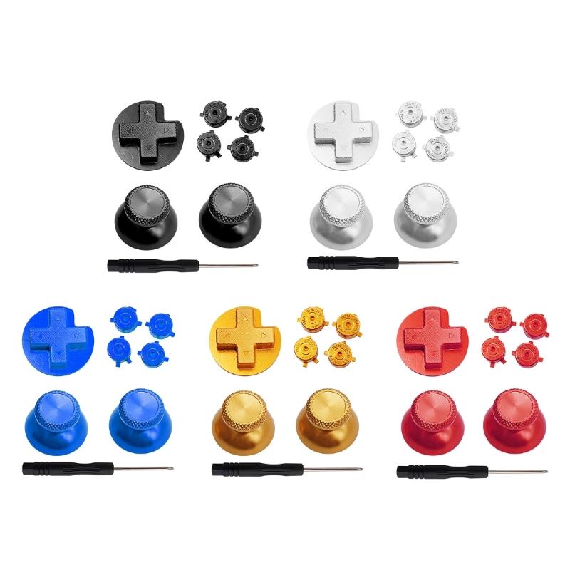 Metal Thumb Stick Keys for Switch Pro Controller Replacement ABXY Trigger Buttons Mushroom for Head with Tool
