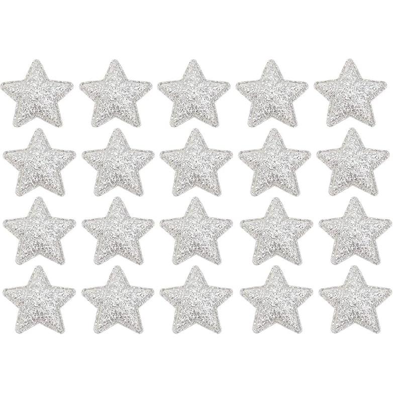 PRETYZOOM 100Pcs Glitter Star Cloth Patches Embroidered Appliques Decorative Iron On Patches for Clothing Bags Backpacks Jackets (Golden)