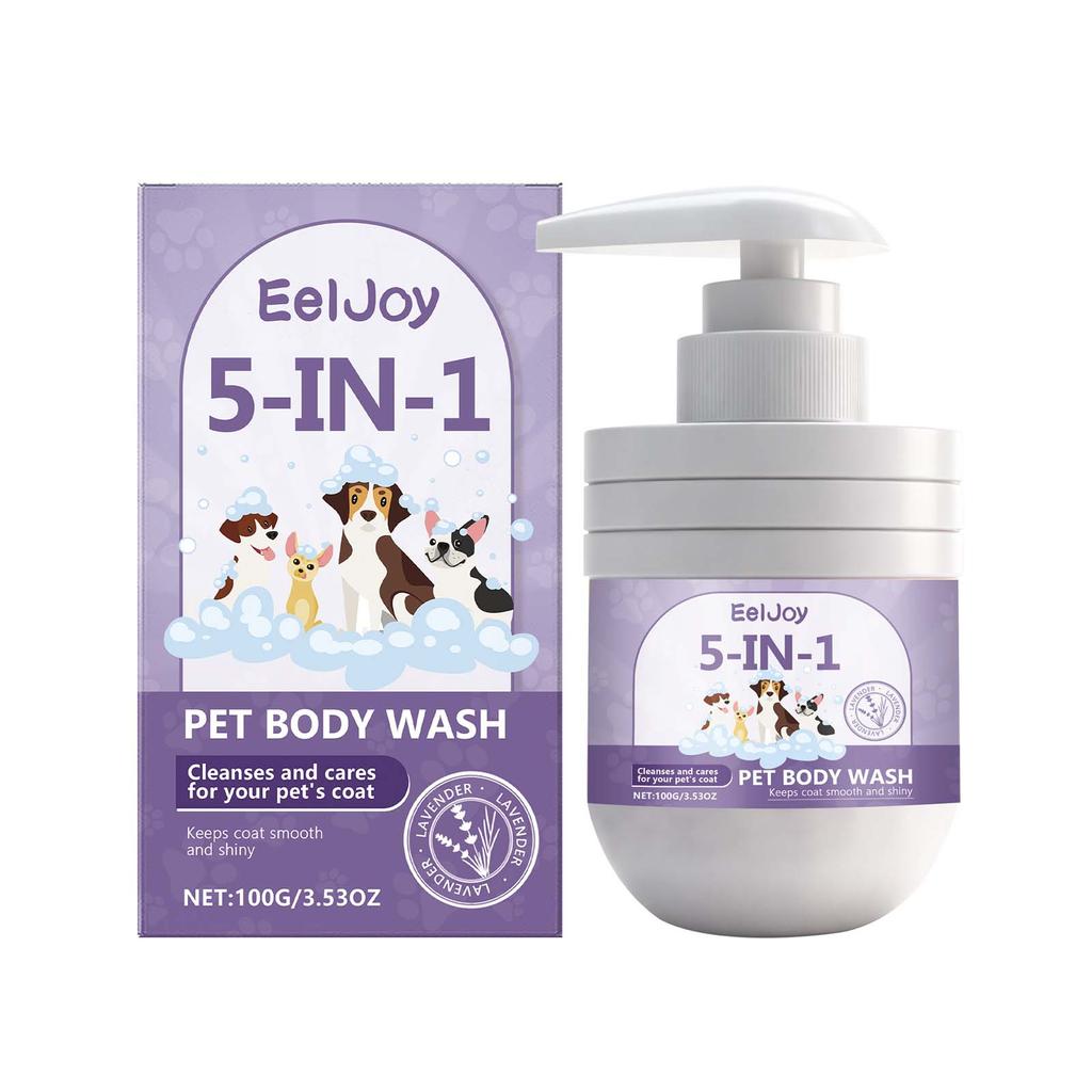EelJoy 5-in-1 Pet Shampoo, Gentle Cleansing & Coat Care, Smooth & Shiny Fur, Lavender Scent, Shampoo for Cats & Dogs, 100g