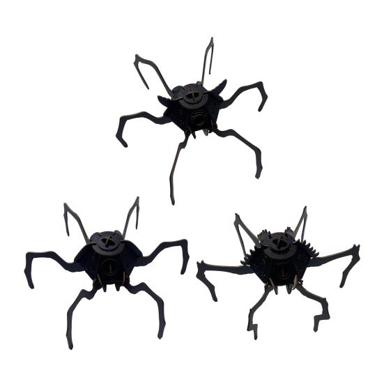 3D Wooden Puzzle Spider Model with Light Steampunk Mechanical Spider Figurine 3D Jigsaw Puzzle Desk Ornament for Halloween Decor