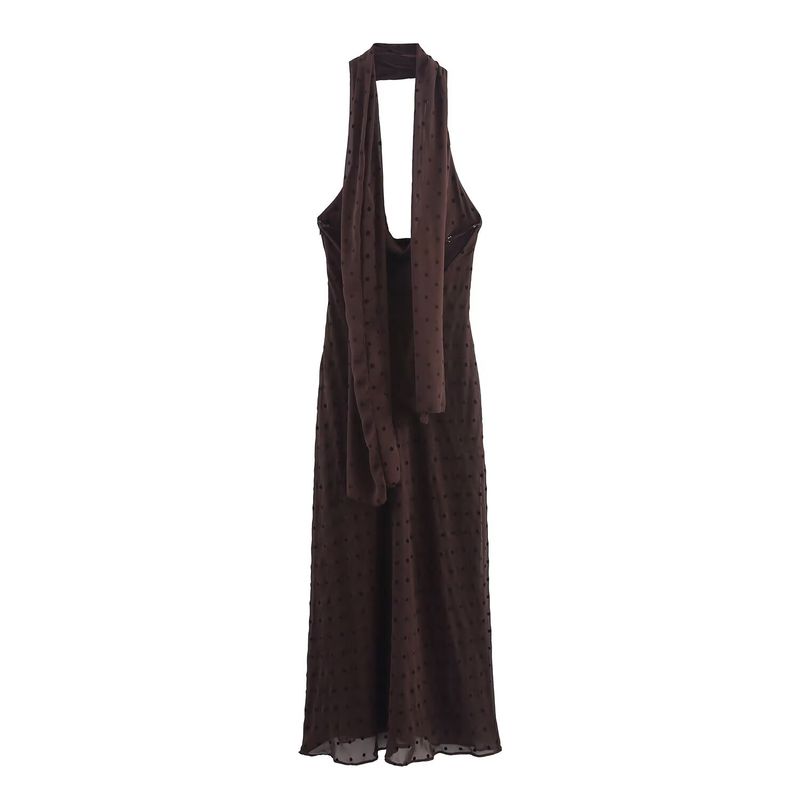 Jnleaog Autumn New Women clothes Western Style French style Design Polka Dot Scarf Length Dress 3067232