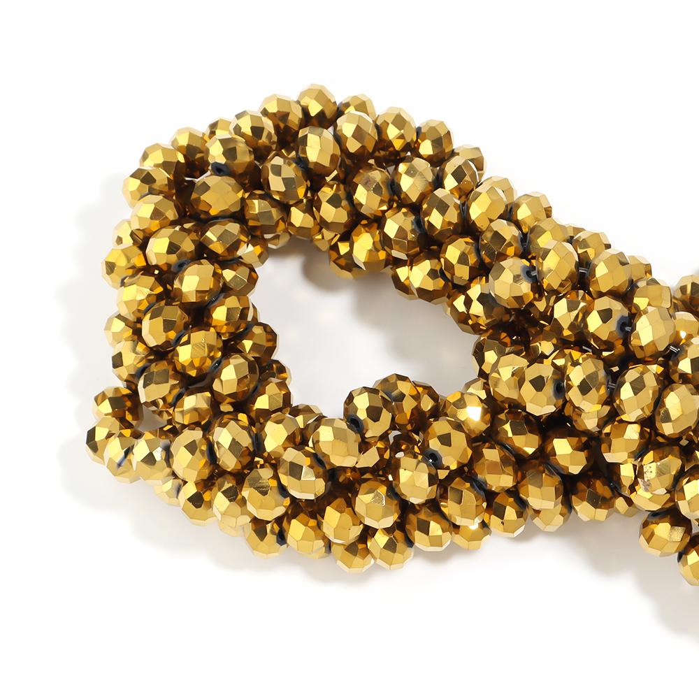 3 4 6 8 10mm Gold Faceted Crystal Beads Rondelle Glass Loose Spacer Beads For DIY Jewelry Making Necklace Bracelet Accessories