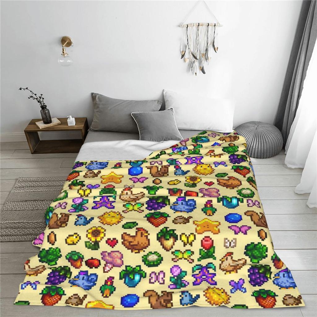 Stardew Valley Animals Blankets Soft Warm Flannel Throw Blanket Bedding for Bed Living room Picnic Travel Home Couch