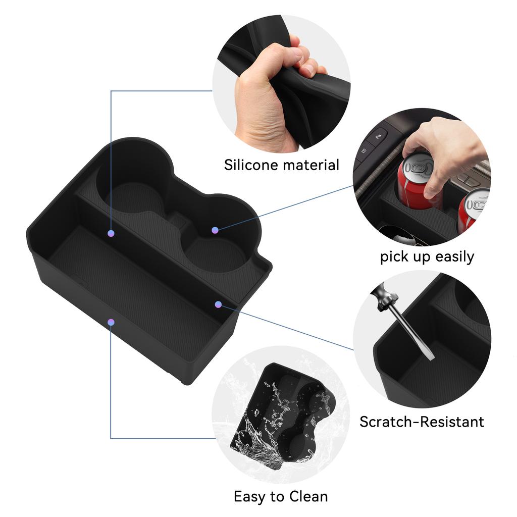 Sambee for Kia Telluride 2027+ Premium Central Console Water Cup Holder Shock-Absorbing Storage Tray Silicone Car Accessories