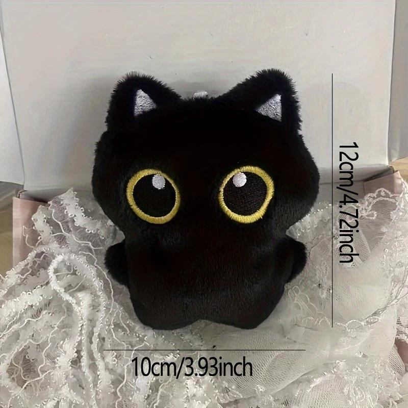 1 Pcs Cute Plush Little Black Cat Doll Pendant Versatile Hanging Decoration Cat shaped Pet Plush Toy Backpack Keychain Plush