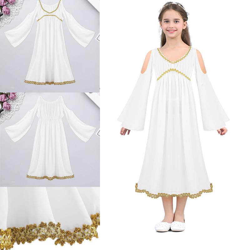 Abito da principessa per ragazze Abito a maniche lunghe Lode Dancewear Cosplay Fancy Dress Up 2-3 Years avorio