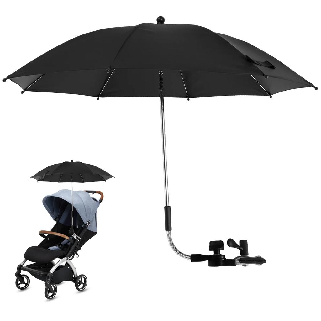 Universal Sun Umbrella for Baby Stroller UV Protection Pram Umbrella 360° Adjustable Rainproof and Windproof Sunshade Parasol