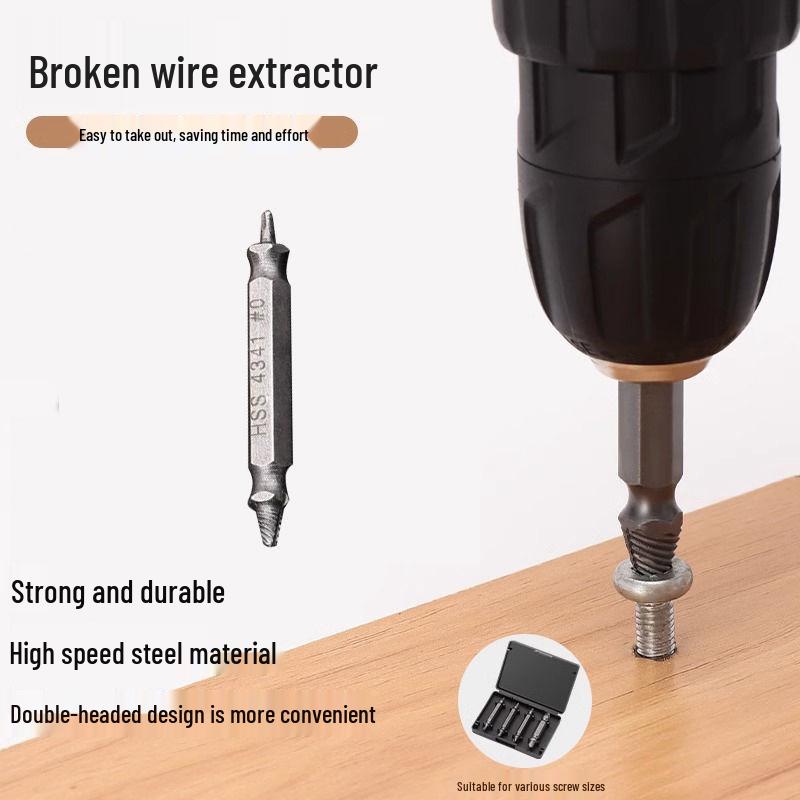 Quick-Thread Bolt Extractor with Anti-Slip Teeth for Short-Head Screws