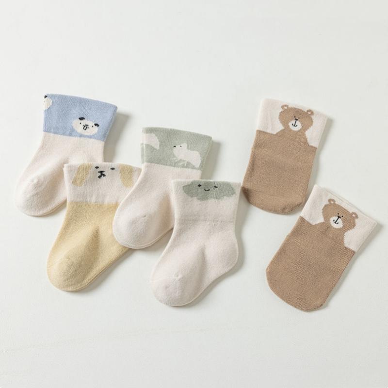 Baby Middle Tube Socks  Infant Cotton Cute Cartoon Baby Socks for Girls Boys Newborns Without Bones Loose Socks Spring Autumn