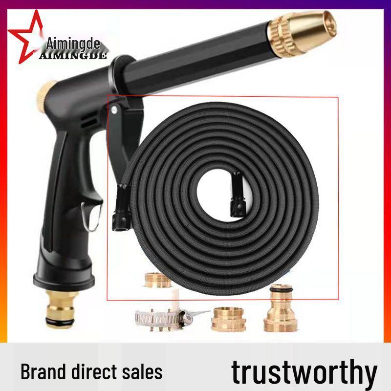 High-Pressure Car Wash Water Gun & Retractable Hose Set for Household and Gardening Use
