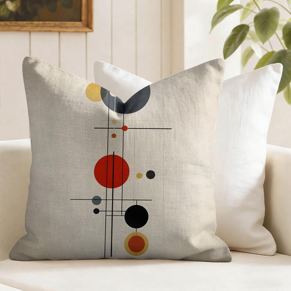 Geometric Bauhaus Art Cushion Cover Summer Linen Pillow Case Organic Fabric Cushion Cover DoubleSided Print Sofa Home Decor
