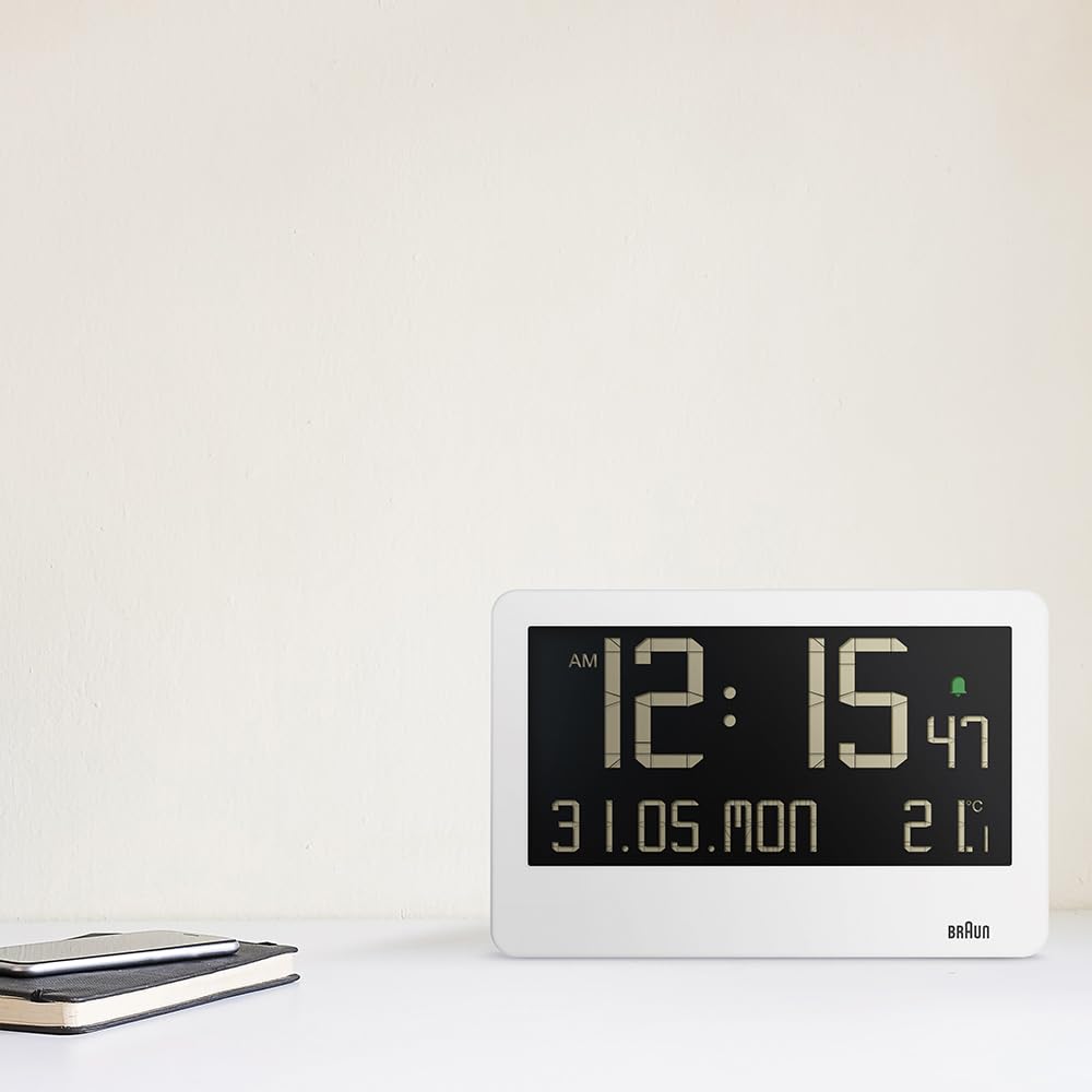 Braun Digital Wall White Clock/Table Clock, BC14W,