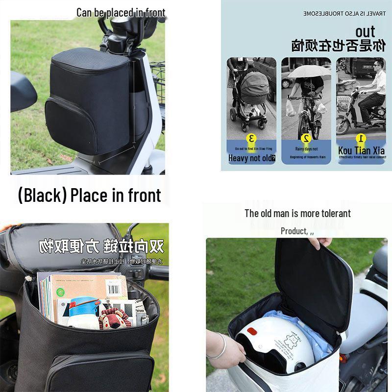 Electric Vehicle Trunk Bag: Large Capacity Rear Hanging Storage for Helmet & Battery.