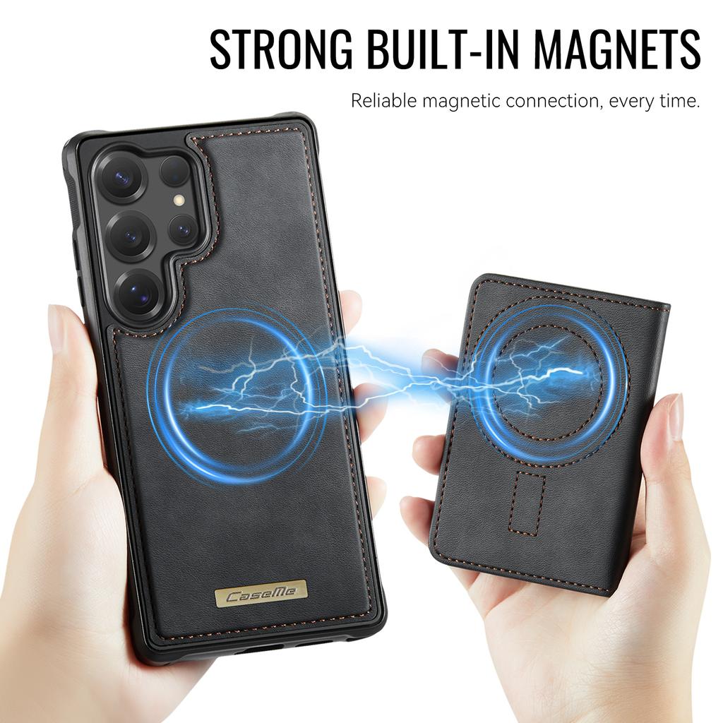 For Samsung Galaxy S25 Ultra Magnetic Case CASEME ME80 Series Leather PC TPU Phone Cover with Detachable Wallet