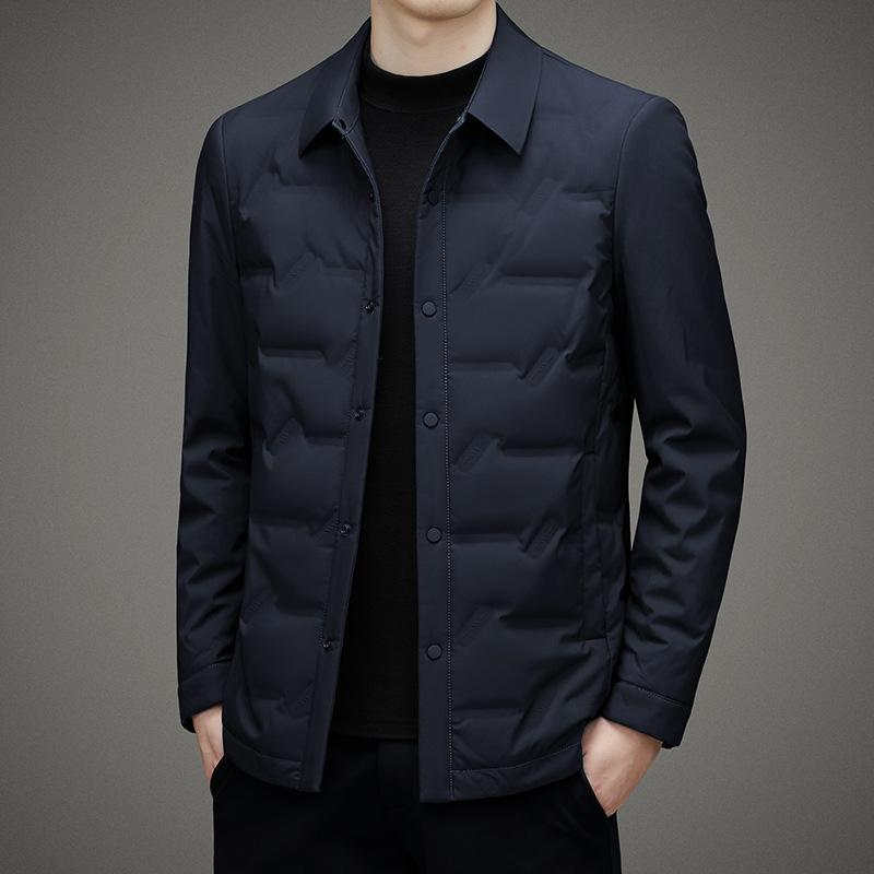 Herbst Neu Mittleren Alters Herren Revers Trendige Daunenjacke Kältebeständig und Warm Daunenjacke