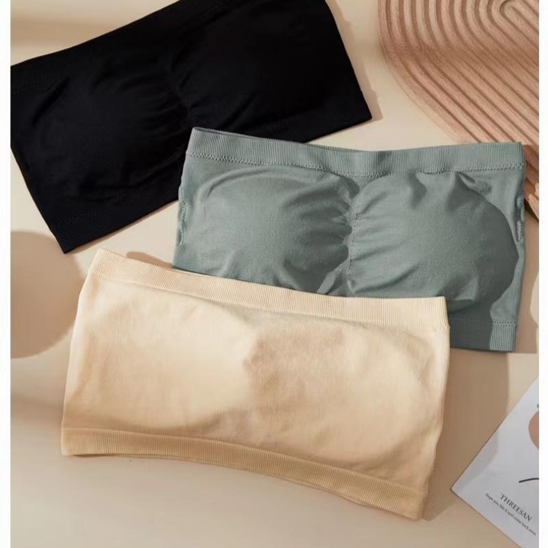 One Piece Summer Sexy Tube Tops Women Strapless Push Up Bra Lingerie Ice Silk Thin Seamless Word Sling Black White Bralette Top