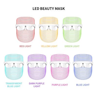 Maschera di Bellezza LED Ricaricabile a 7 Colori, Strumento per il Ringiovanimento della Pelle a Luce Colorata, Introducer di Maschera per Fototerapia, Spettrometro LED a 3 Colori