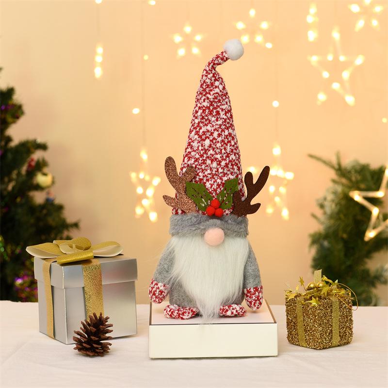 Christmas Antler Doll Figurine – Faceless Old Man for Window Display & Children's Gift