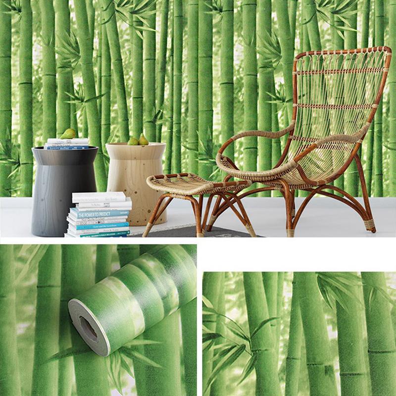 10 Meter Self-Adhesive PVC Bamboo Wallpaper 45cm Wide Art Wall Paper Home Renovation Background Decor Wall Stickers