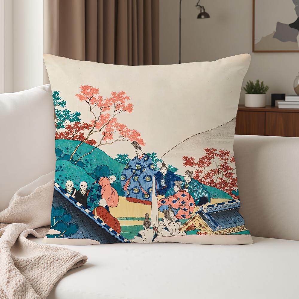 Katsushika Hhokusai Japanese Ukiyoe Pillow Case Suitable For Bedrooms Living Rooms Cars Home Decoration