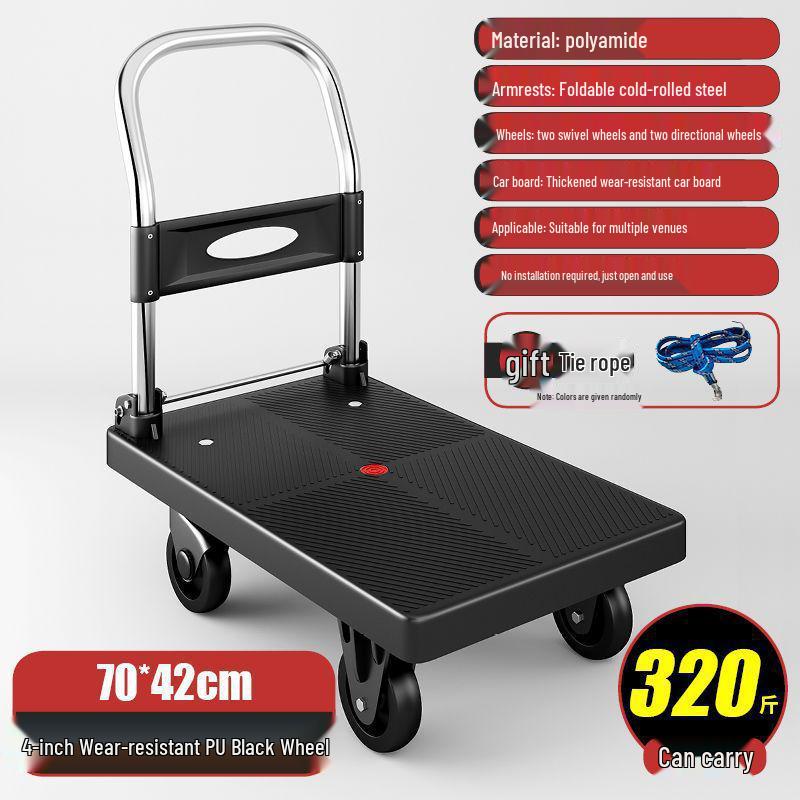 Compact Folding Flatbed Trolley: Silent, Lightweight, Multi-Functional Hand Truck for Pulling and Pushing Goods