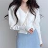 Women's Knitted Cardigan Autumn and Winter New Item Solid Color Slim Fit Short Sweater Cardigan