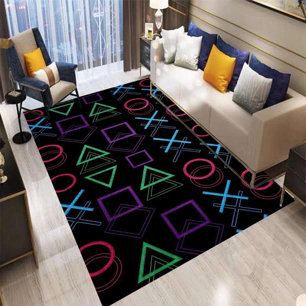 3D Abstraktní Moderní Koberec s Gamepadem, Koberec pro Obývací Pokoj Ložnici Pohovku Dekorace Vstupní Rohožka, Dětská Hra Protiskluzová Podložka na Podlahu
