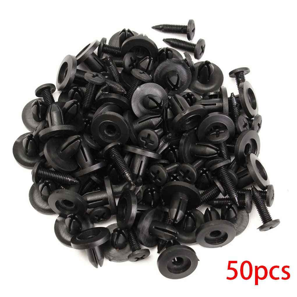 YWLiHcme 50pcs Universal Car Fender Retainer Plastic Clip Portable Vehicle Fastener Rivets 6mm Hole Automotive Push Pins