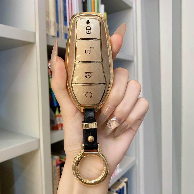Metal TPU Car Remote Key Cover Case Holder shell Chain Fob For BYD ATTO 3 2 Song Pro Dmi Han Dolphin Mini Seal U EV Sealion 07