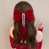 Cloth Red Velvet Bow Hair Clip Wine Red New Year Hairpin Sweet Bowknot Spring Clip  Girls