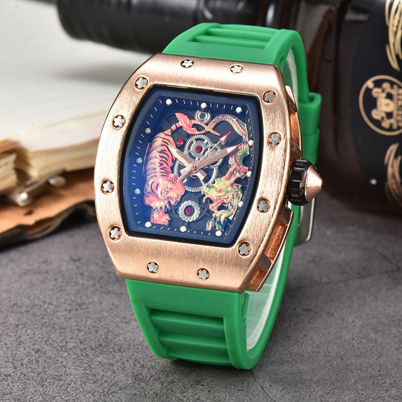New Dragon Tiger Pattern Lassa Quartz Watch Men's Three-Pin Fashion Trend Calendar Watch