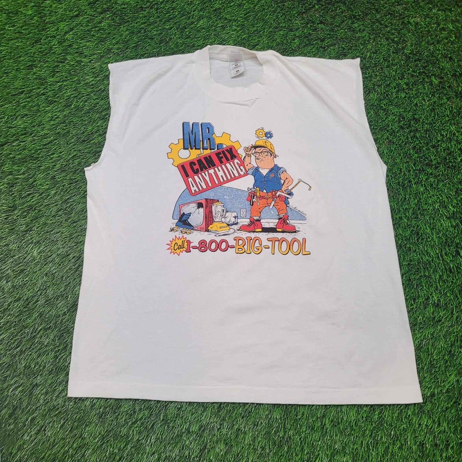 

Vintage 90s Mr. I Can Fix Anything Funny Cut-Off T-Shirt Large Biker Gag Gift XL
