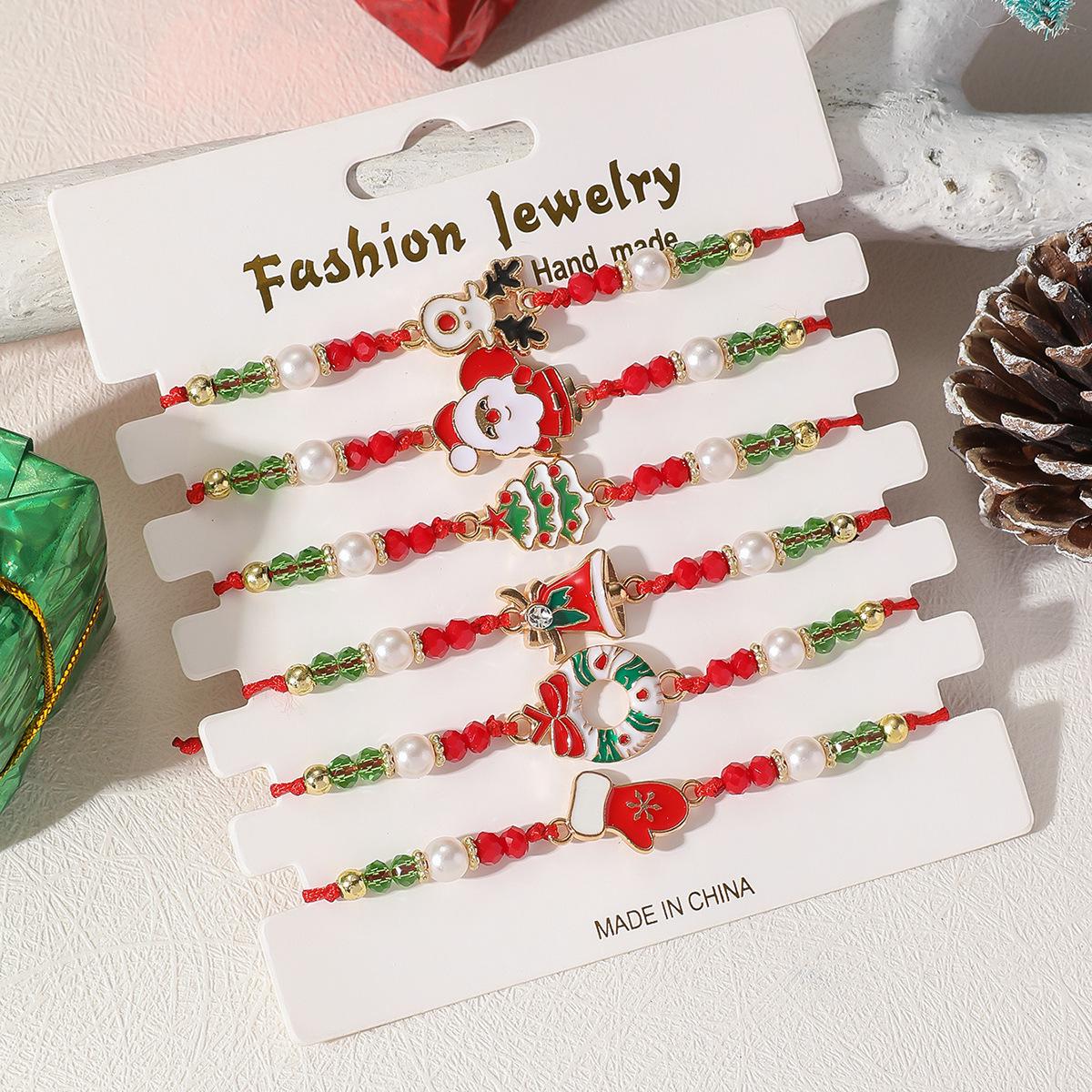 

Festive Snowflake Bell Beaded Bracelet - European & American Style