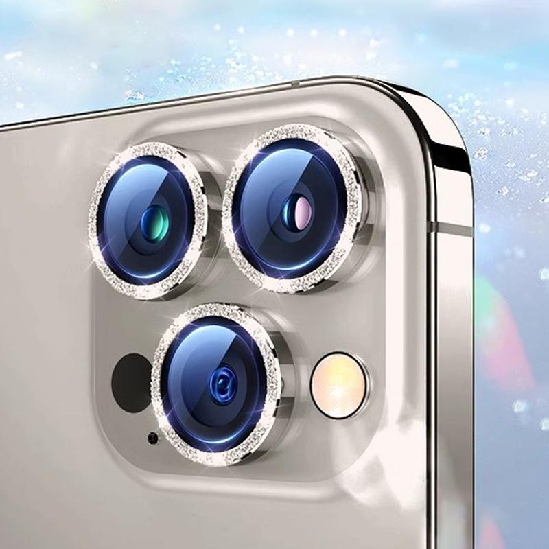 Vetro Protettivo Lente Fotocamera Diamantato di Lusso Per iPhone 16 15 14 Plus 13 12 Mini 11 Pro Max Pellicola Protettiva Lente Metallica Colorata